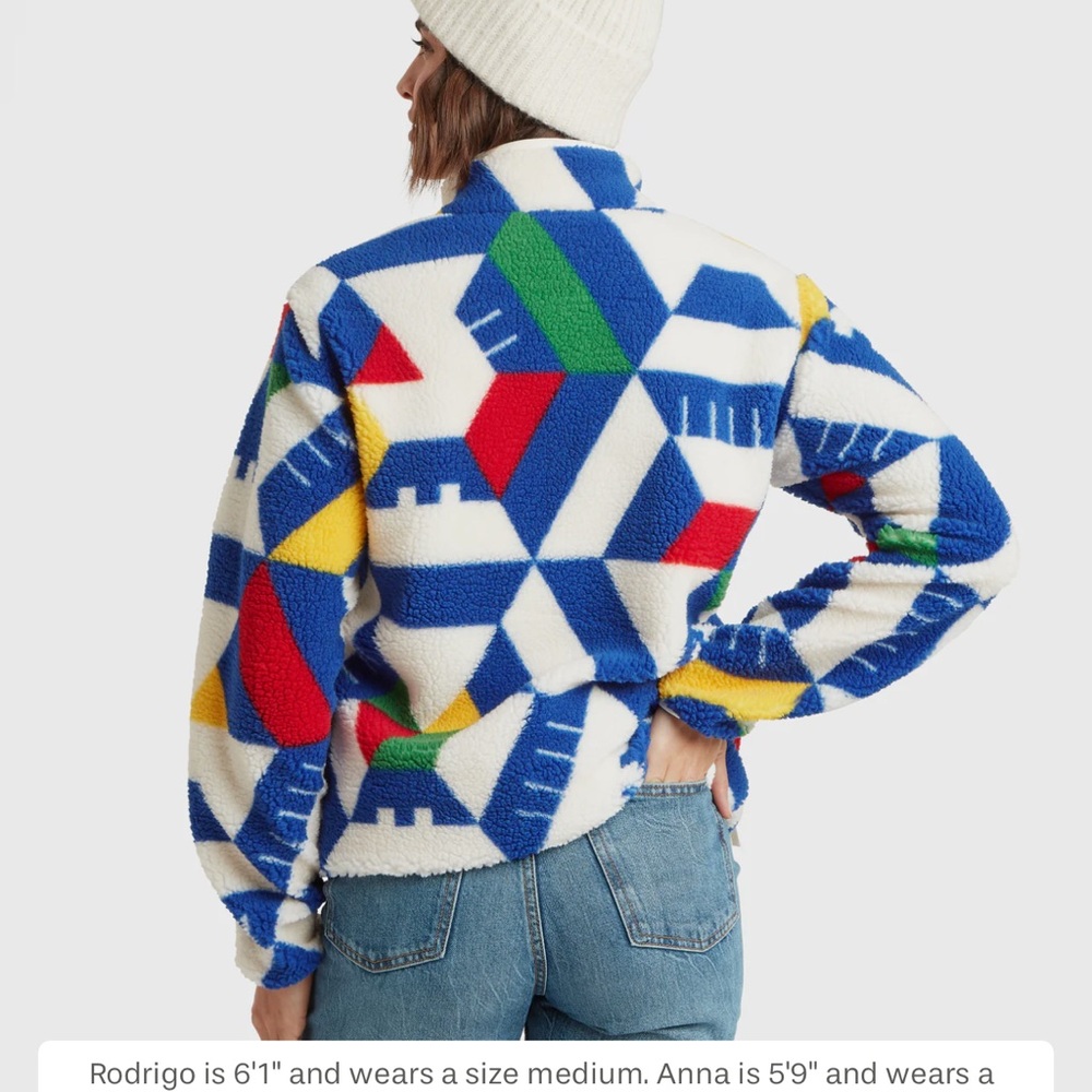 Geometric Fleece Jacket with Bold Colors - Picture 5 of 8